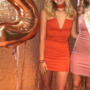 Orange chocker mini dress